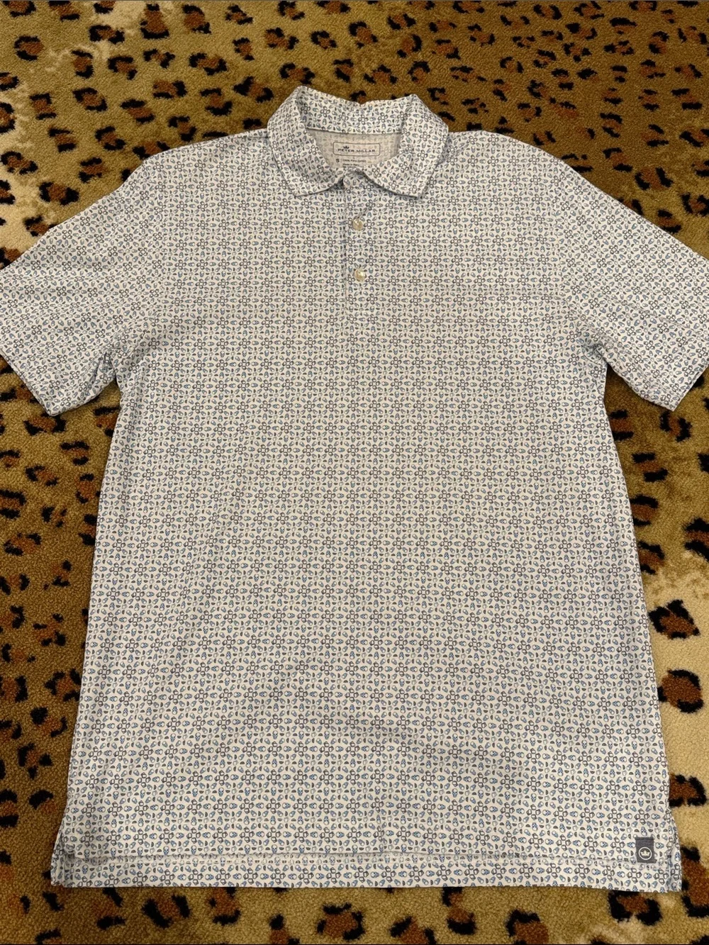 Peter Millar Light Blue Micro-Pattern Polo - Picture 4 of 5